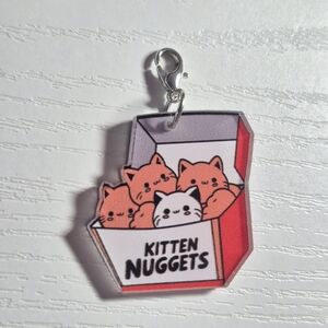 Cute Kitten Nuggets Key Charm - Pink & Red Card Holder Accessory
